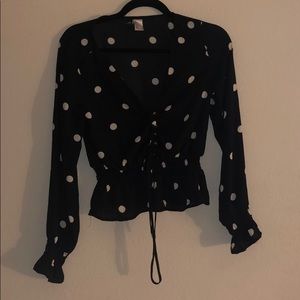 H&M Polka Dot Tie up Blouse